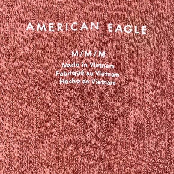 American Eagle Outfitters Rust Red Button Down Ruffle Trim Crop Top - Sz Medium. - Picture 4 of 5